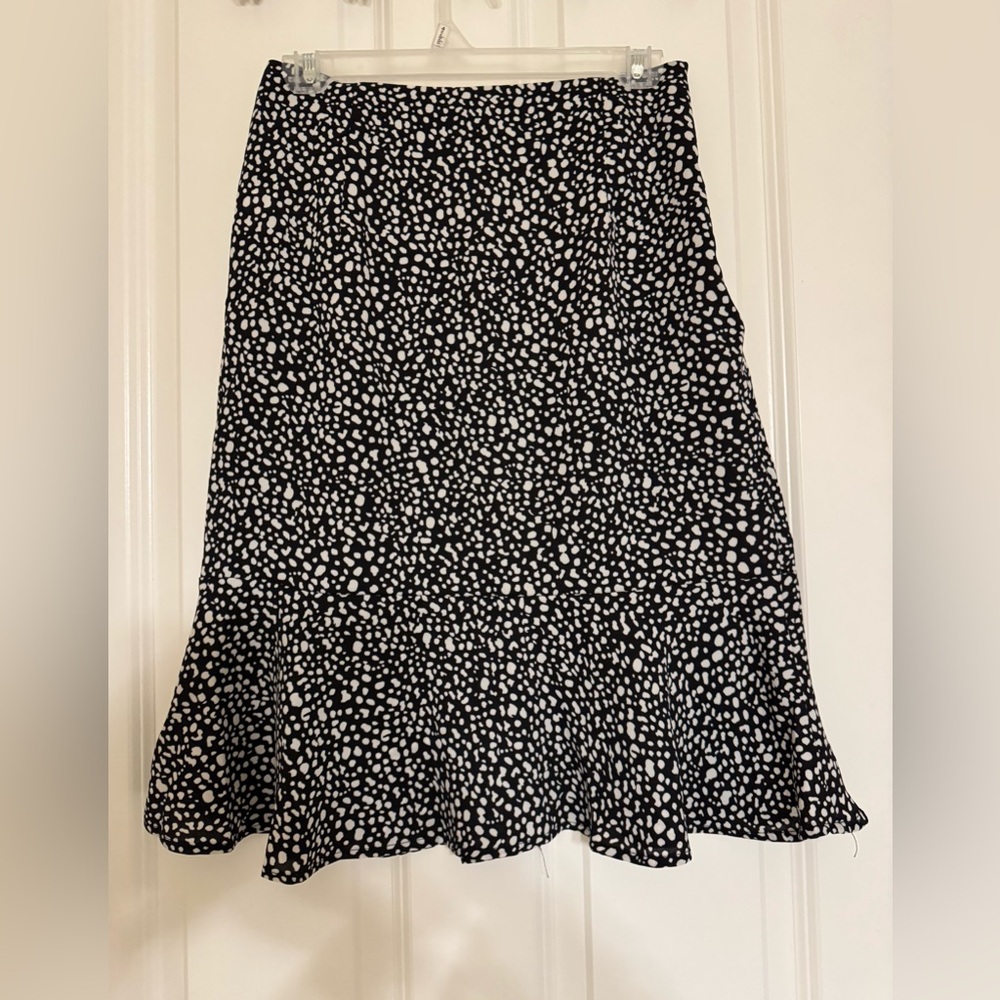 Emory Rose Black and White Dot Ruffle Midi Skirt Size Small